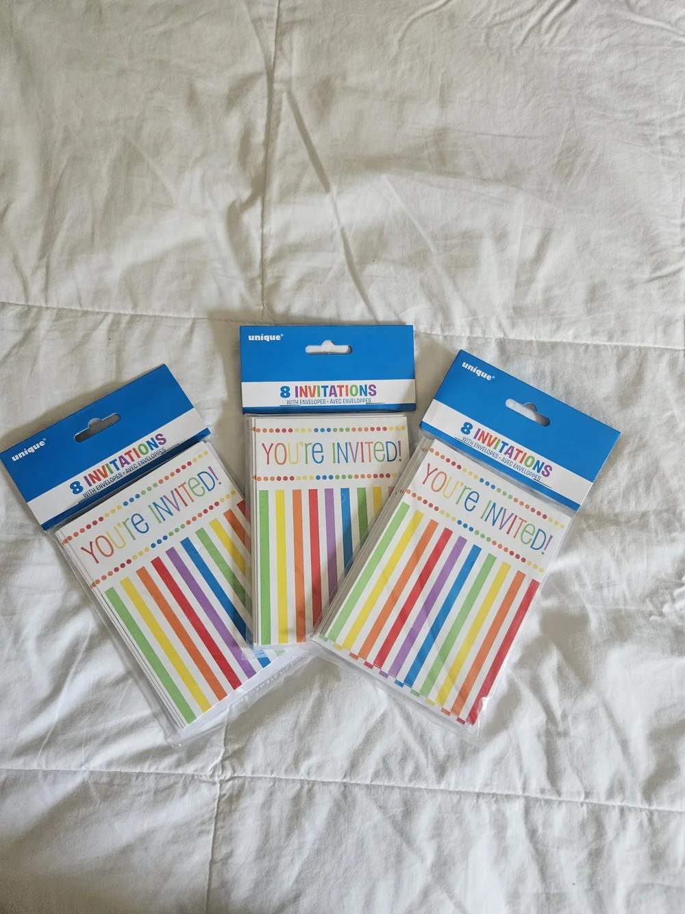 Rainbow Stripe Party Invitations - Multicolor